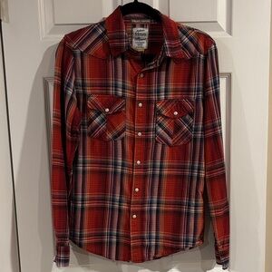 Authentic 44mm Legendary Goods Men's Red Plaid Western Pearl Snap Shirt Small